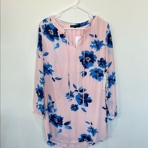 Floral Pink and Blue Blouse